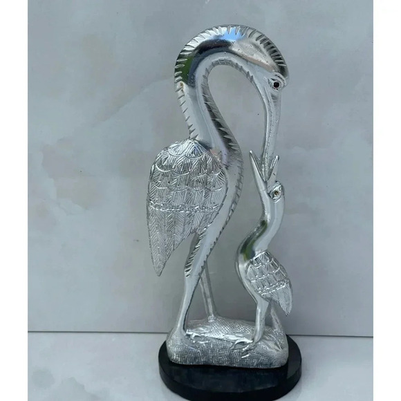 Vintage Collection White Metal Pair Of Swan With Stand Silver Sz 9"x2.5" - Picture 10 of 11